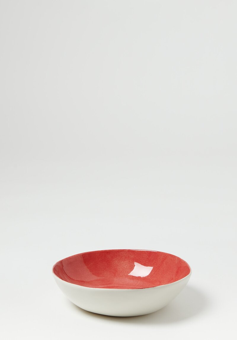 Bertozzi Handmade Porcelain Solid Interior Bowl in Rosso	