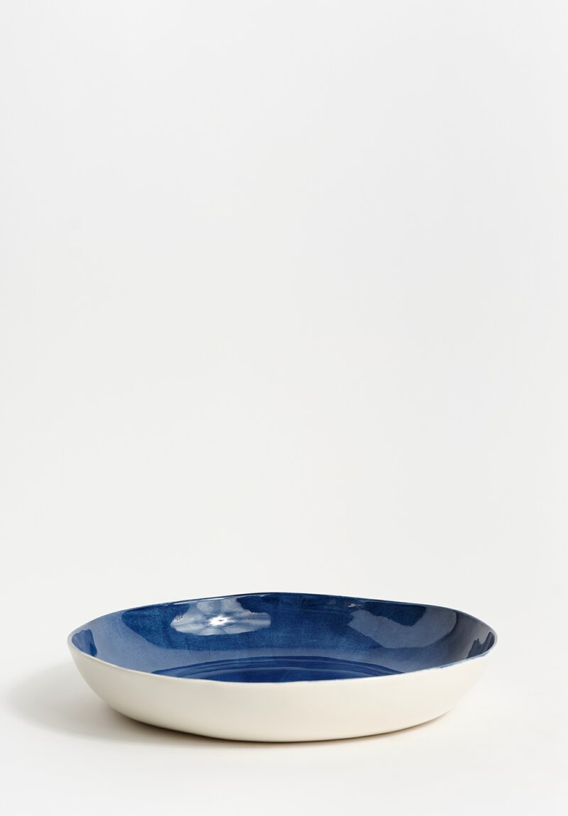 Bertozzi Solid Interior Shallow Serving Bowl in Blue