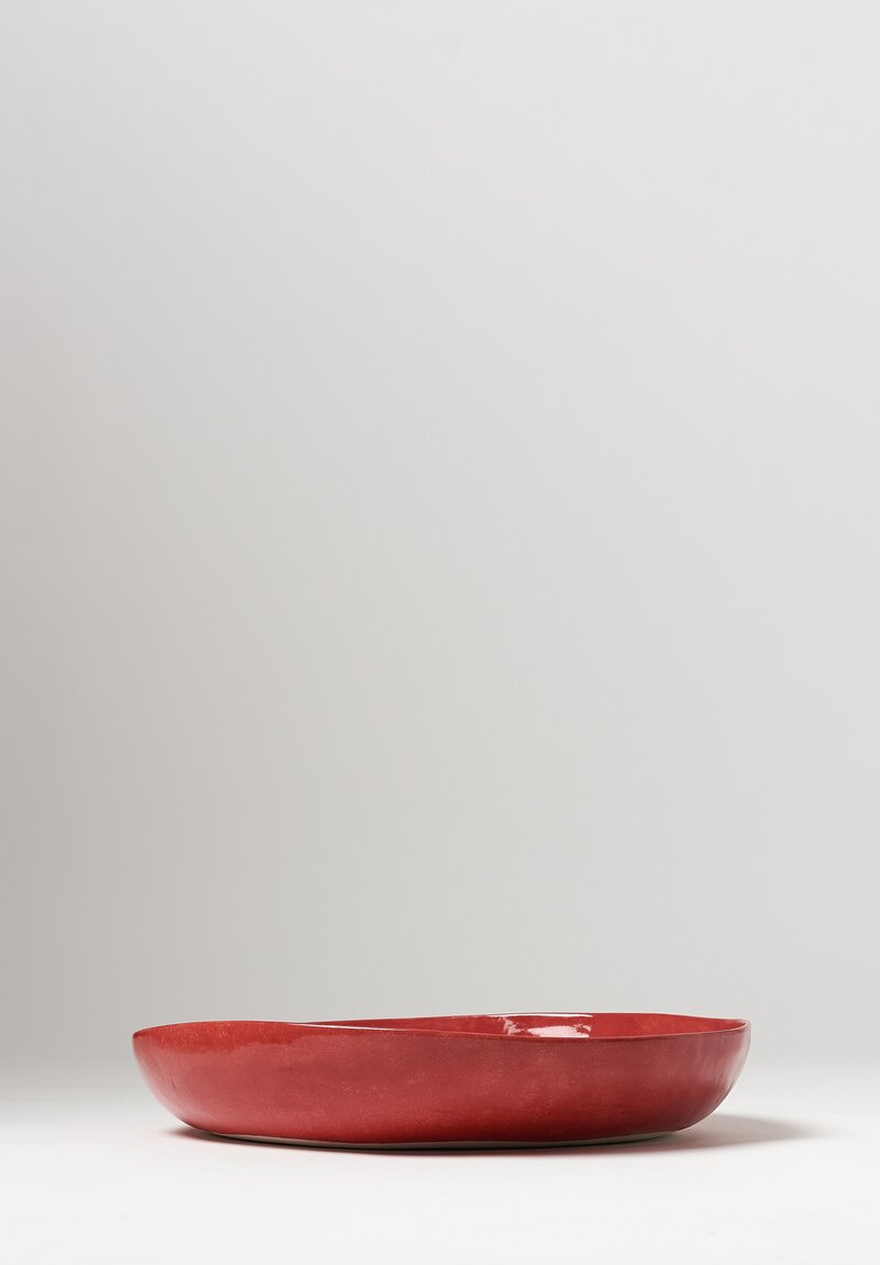 Bertozzi Handmade Porcelain Solid Shallow Serving Bowl in Rosso	