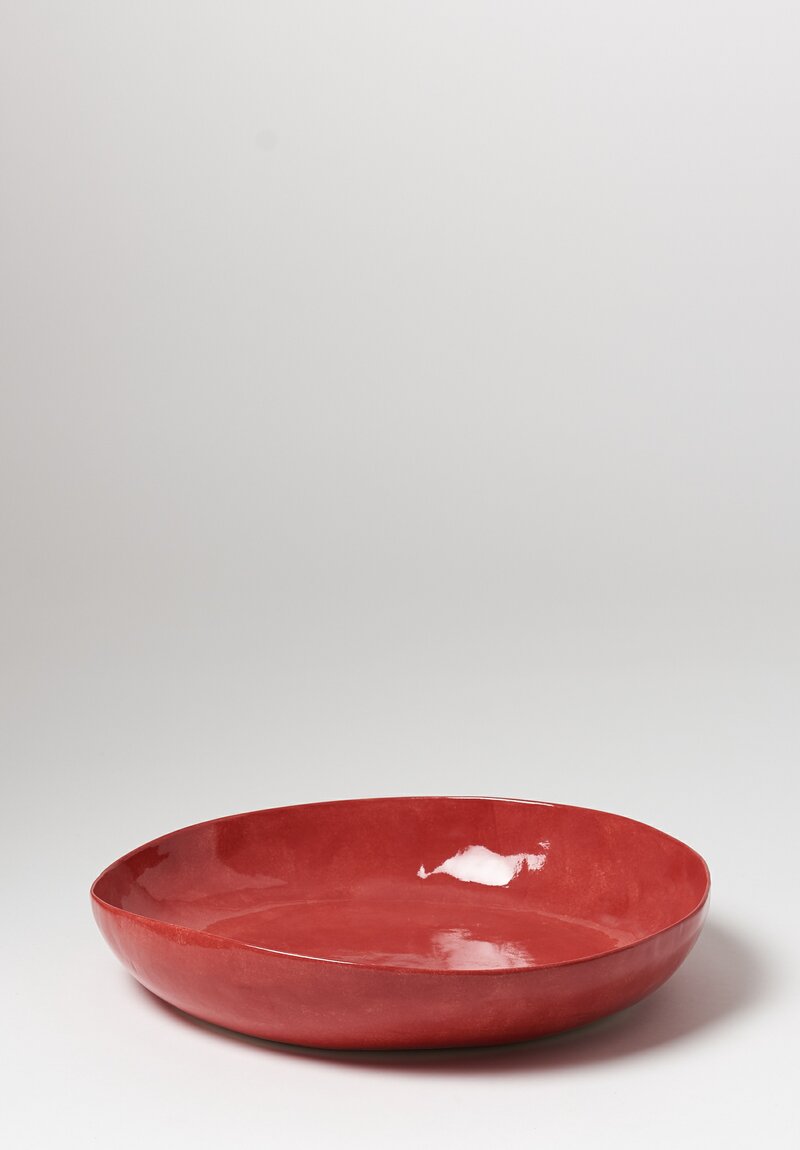 Bertozzi Handmade Porcelain Solid Shallow Serving Bowl in Rosso	