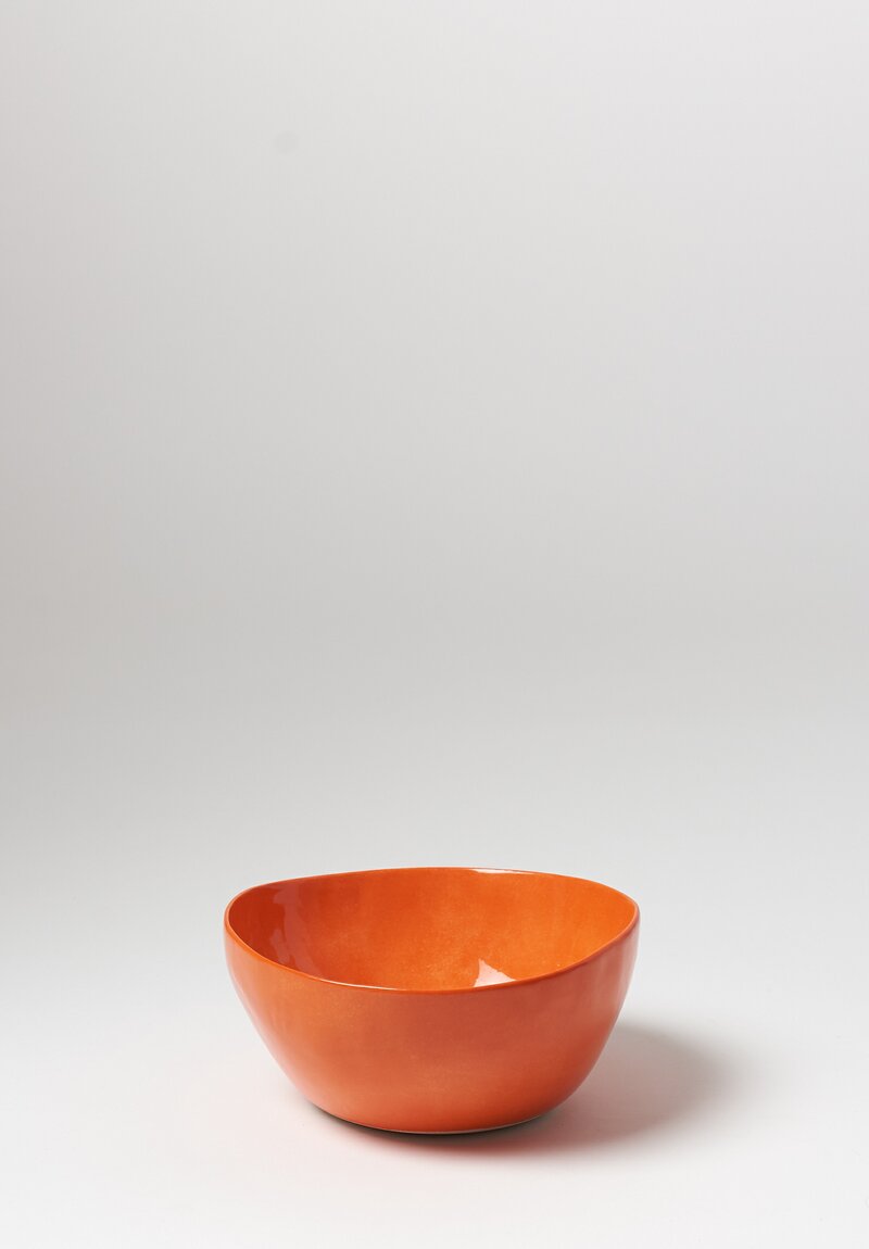 Bertozzi Handmade Porcelain Solid Painted Medium Bowl in Arancio Orange