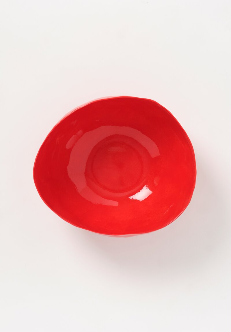 Bertozzi Handmade Porcelain Solid Irregular Serving Bowl Rosso