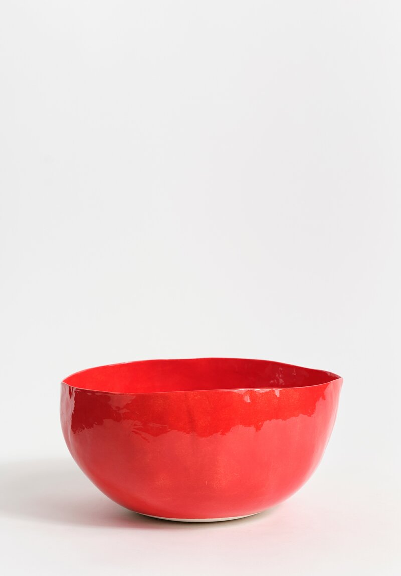 Bertozzi Handmade Porcelain Solid Irregular Serving Bowl Rosso