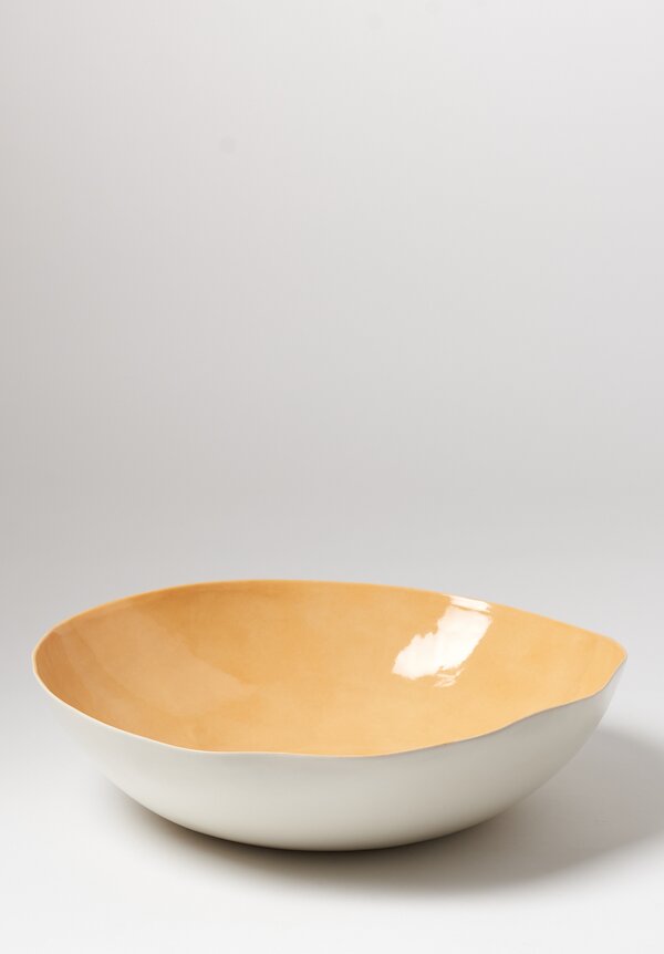 Bertozzi Handmade Porcelain Solid Interior Large Serving Bowl in Saffron 