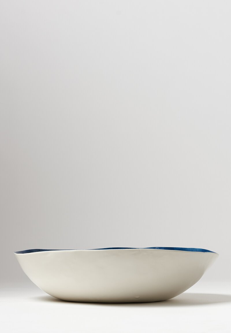 Bertozzi Handmade Porcelain Solid Interior Large Serving Bowl in Blue