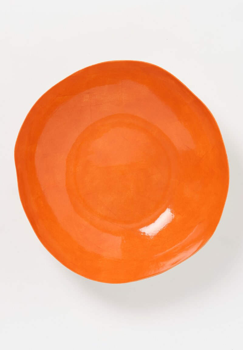 Bertozzi Handmade Porcelain Solid Interior Large Serving Bowl in Arancio