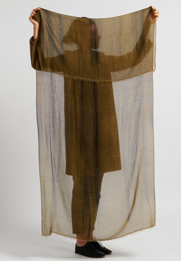 Avant Toi Lightweight Cashmere Scarf in Olive	