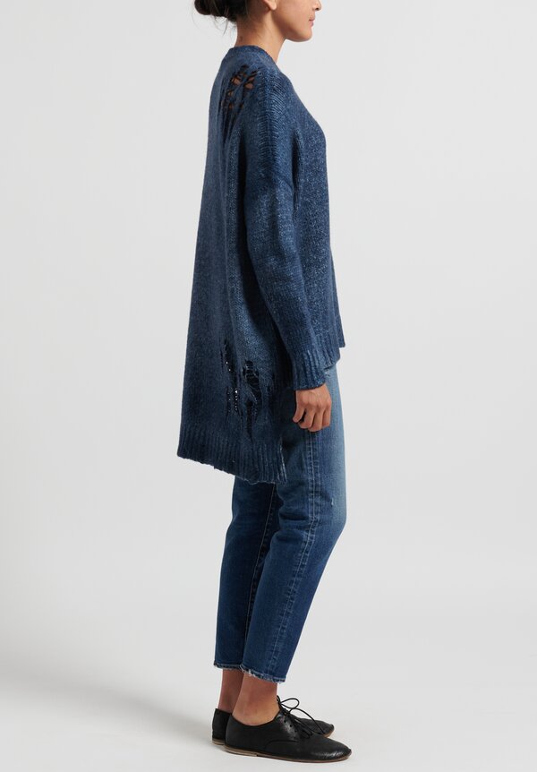 Avant Toi Oversized Sweater with Distressed Back in Deep	