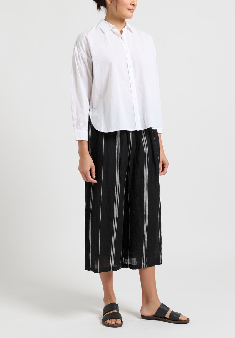 Maison de Soil Linen/ Cotton Easy Pants in Black/ Off-White Stripe	