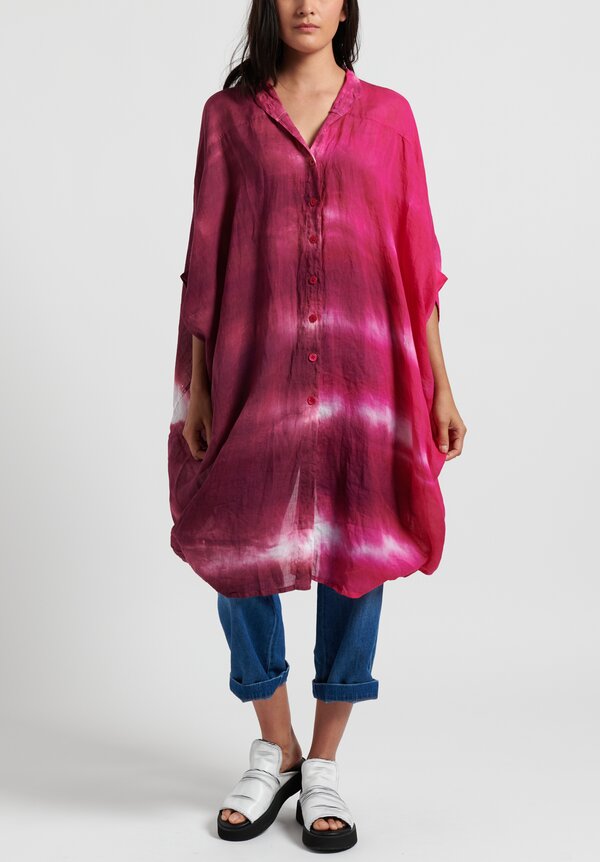 Gilda Midani Pattern Dyed Linen Square Dress in Laser	