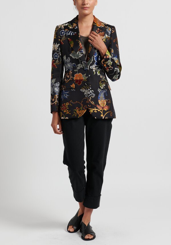 Etro Floral Brocade Fitted Jacket	in Black