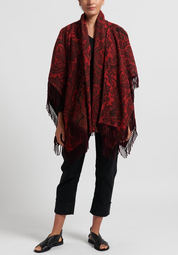 Etro Paisley Print 2-Piece Poncho in Red	