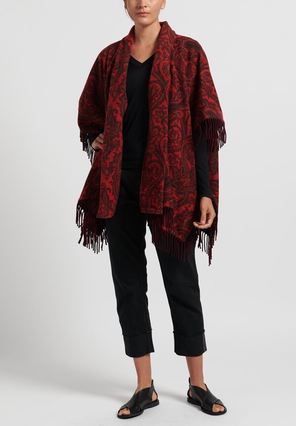 Etro Paisley Print 2-Piece Poncho in Red	