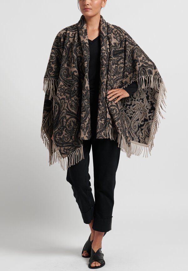 Etro Paisley Print 2-Piece Poncho in Natural	