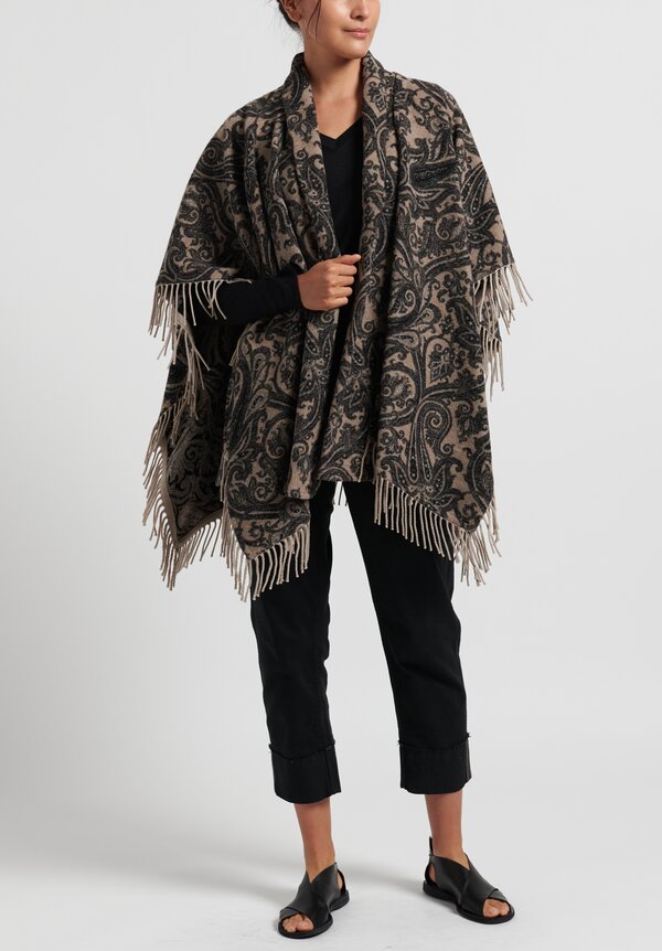 Etro Paisley Print 2-Piece Poncho in Natural	