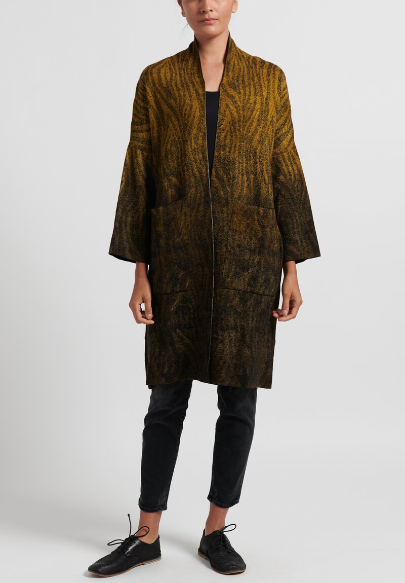 Avant Toi Ombre Animal Print Duster in Gold	