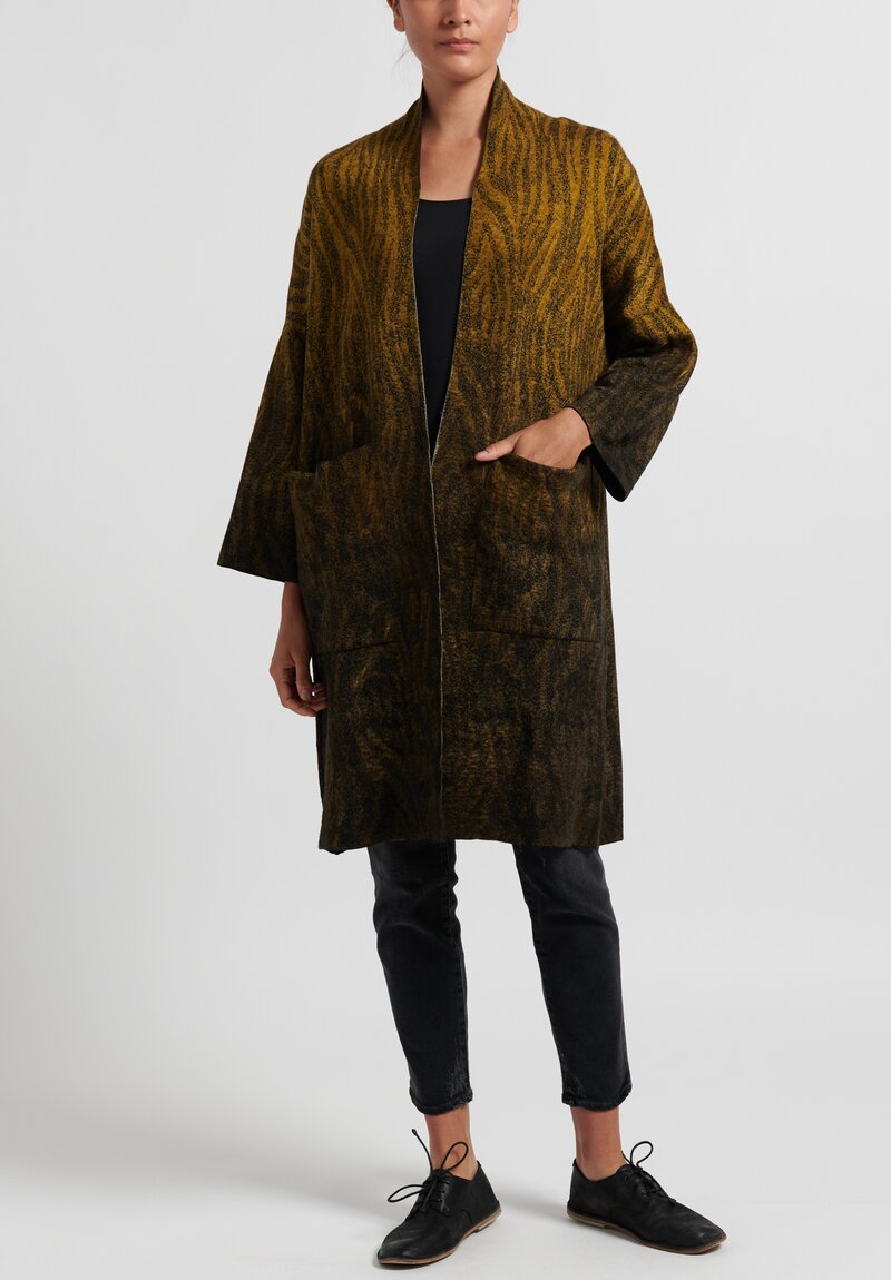 Avant Toi Ombre Animal Print Duster in Gold	