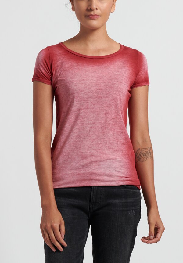 Avant Toi Cotton Ombre Hand-Painted Crew Neck T-Shirt in Wine | Santa ...