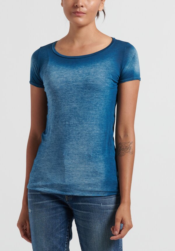 Avant Toi Cotton Ombre Hand-Painted Crew Neck T-Shirt in Deep	