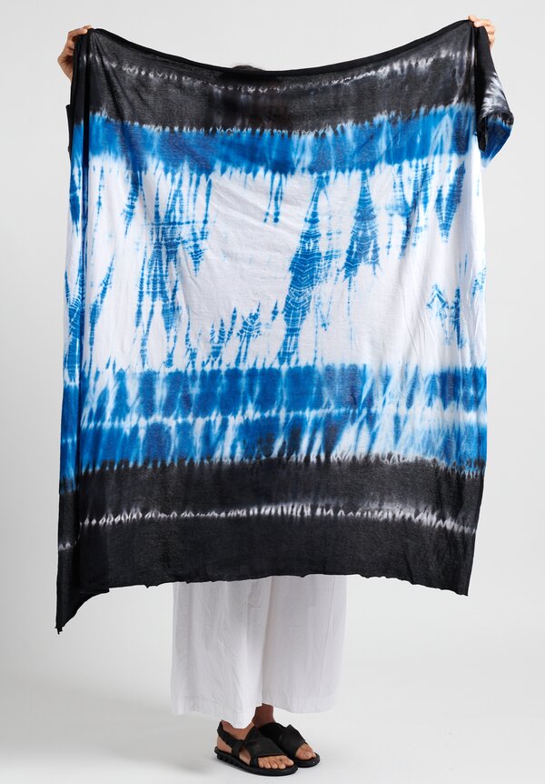 Gilda Midani Pattern Dyed Cotton Foulard Scarf in Blue Row	