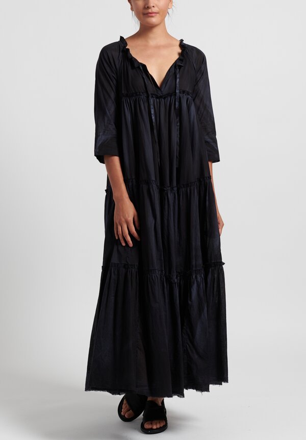 Gilda Midani Cotton Solid Dyed Paysanne Dress in Black | Santa Fe Dry ...