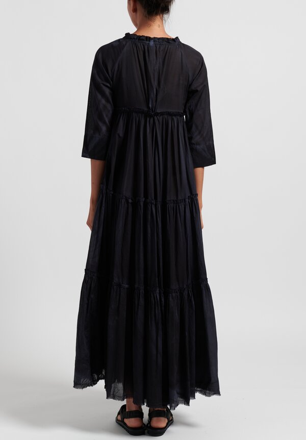 Gilda Midani Cotton Solid Dyed Paysanne Dress in Black	