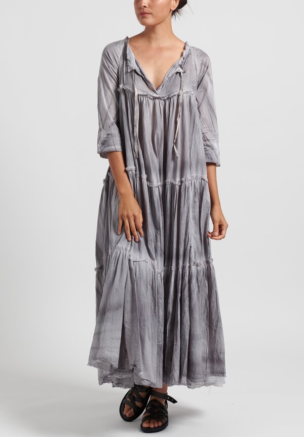 Gilda Midani Cotton Solid Dyed Paysanne Dress in Shadow	