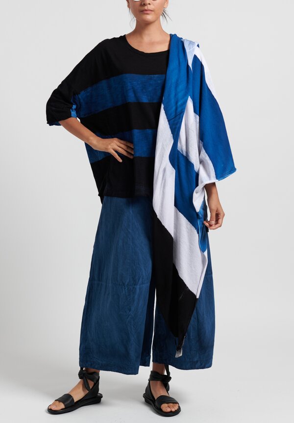 Gilda Midani Pattern Dyed Short Sleeve Super Tee in Stripes Black + Klein	