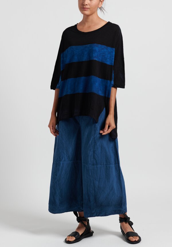 Gilda Midani Pattern Dyed Short Sleeve Super Tee in Stripes Black + Klein	
