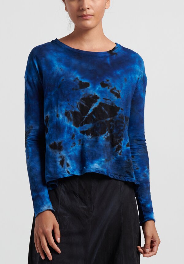 Gilda Midani Pattern Dyed Long Sleeve Trapeze Knit Top in Deep Space	