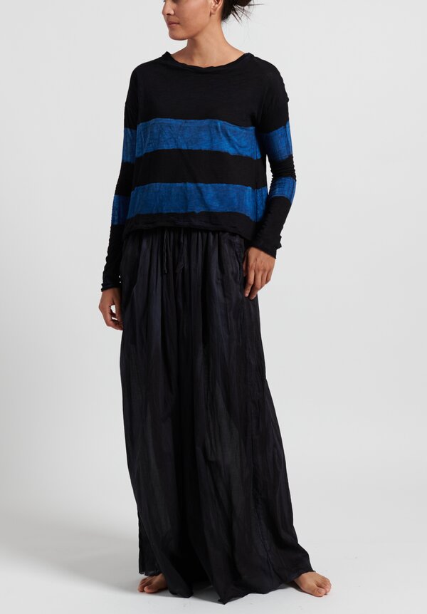Gilda Midani Pattern Dyed Long Sleeve Trapeze Knit Top in Stripes Black + Klein	