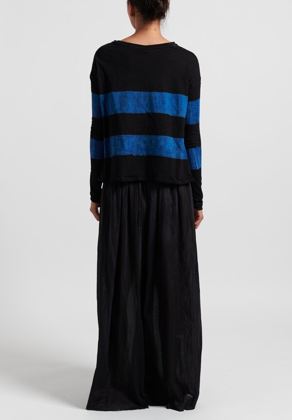 Gilda Midani Pattern Dyed Long Sleeve Trapeze Knit Top in Stripes Black + Klein	