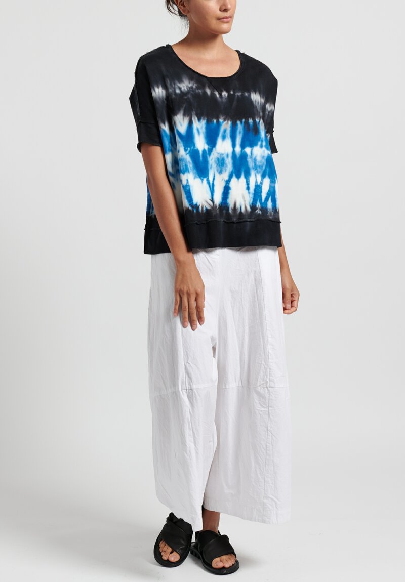Gilda Midani Cotton Pattern Dyed Square Sweatshirt in Blue Row	