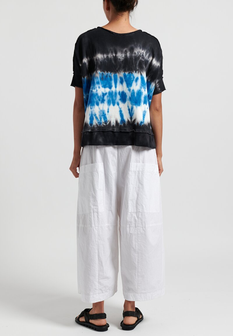 Gilda Midani Cotton Pattern Dyed Square Sweatshirt in Blue Row	