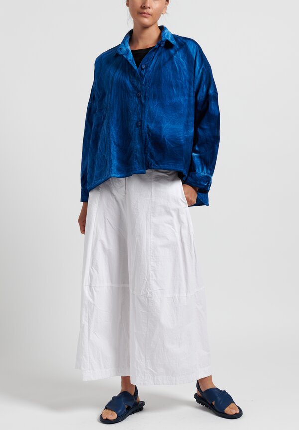 Gilda Midani Solid Dyed Cotton Voile Pocket Shirt in Klein	