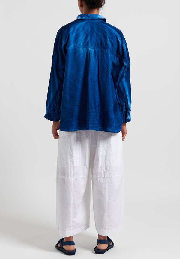 Gilda Midani Solid Dyed Cotton Voile Pocket Shirt in Klein	