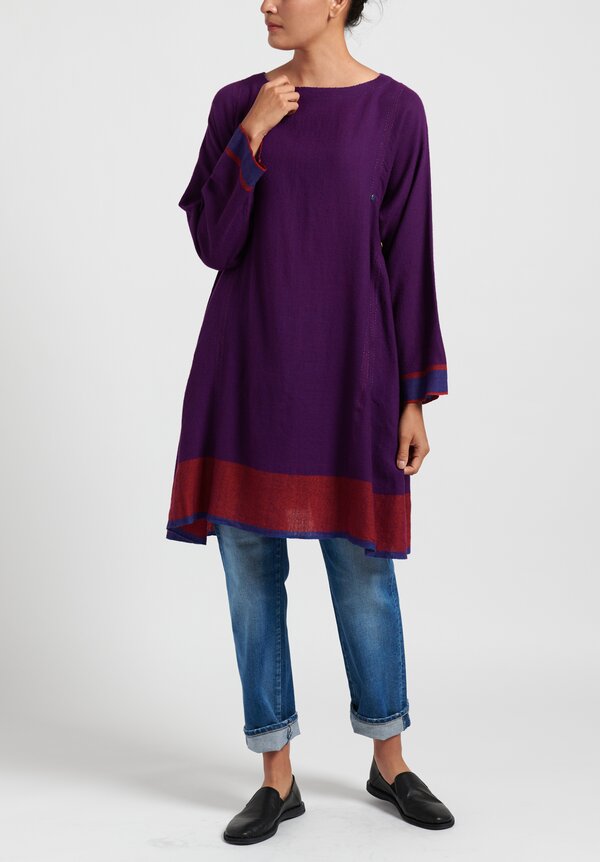 Péro Wool Color-Block Button Up Tunic Dress in Purple | Santa Fe Dry ...