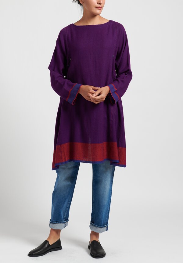 Péro Wool Color-Block Button Up Tunic Dress in Purple | Santa Fe Dry ...
