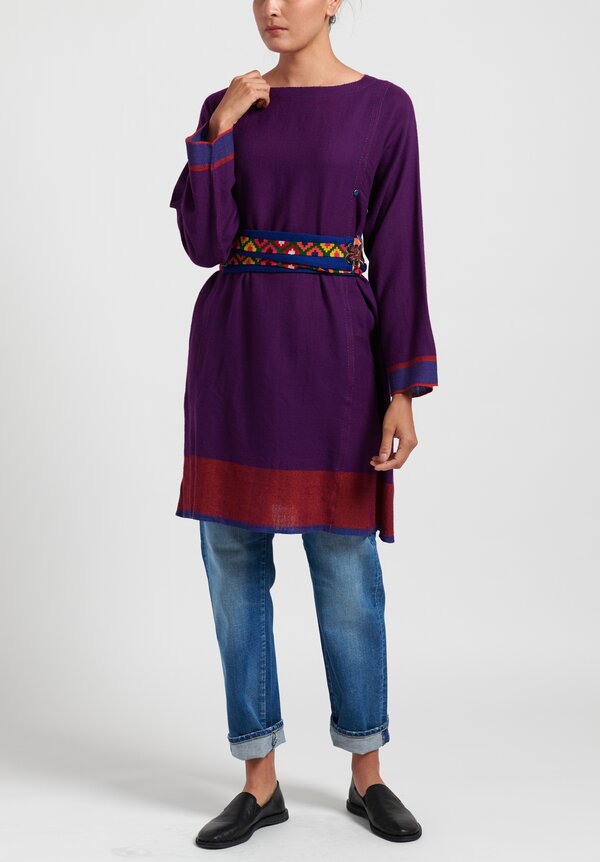 Pero Wool Color-Block Button Up Tunic Dress	