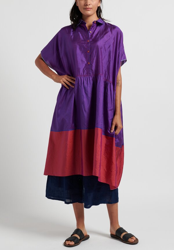 Pero Silk Oversize Color-Block Dress in Purple	