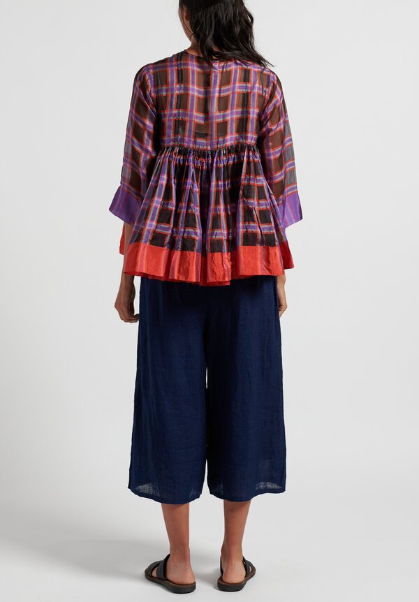 Péro 2-Piece Plaid Gathered Top in Purple/ Red	