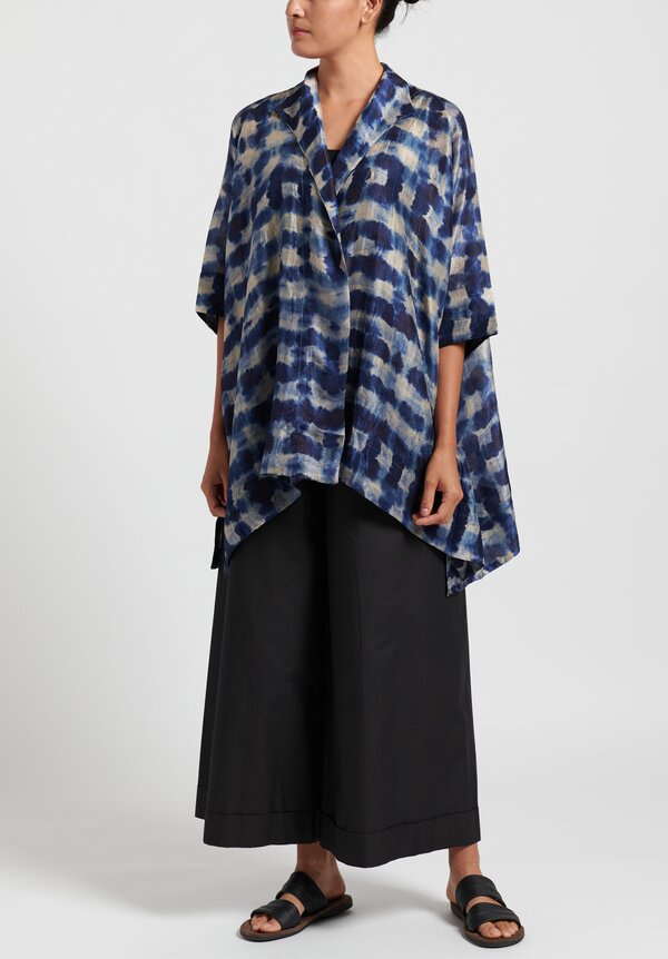 Yavi Silk Lightweight Kimono in Blue Check