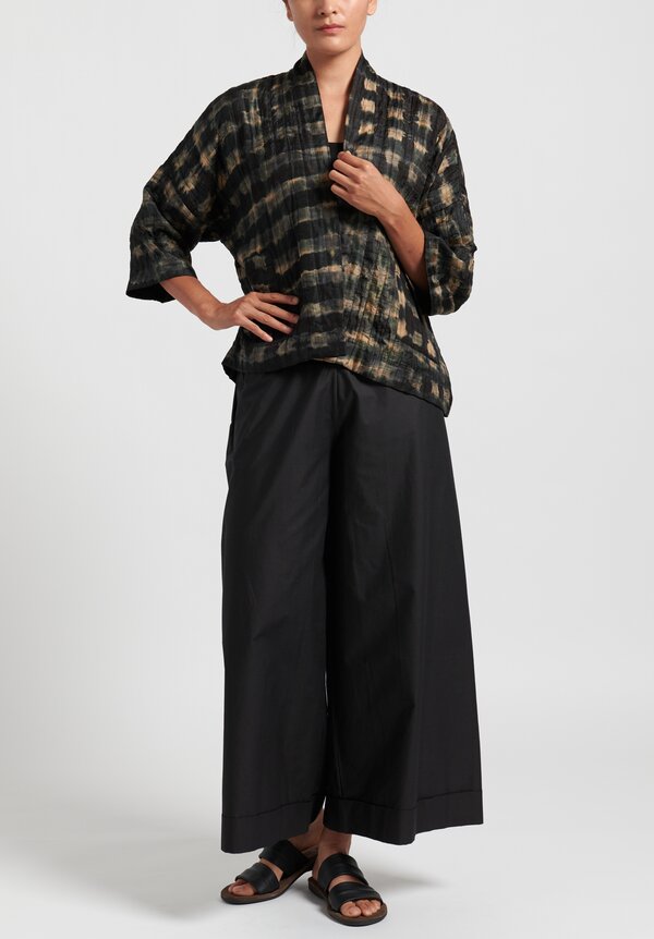 Yavi Silk Cropped Jacket in Black/ Tan	