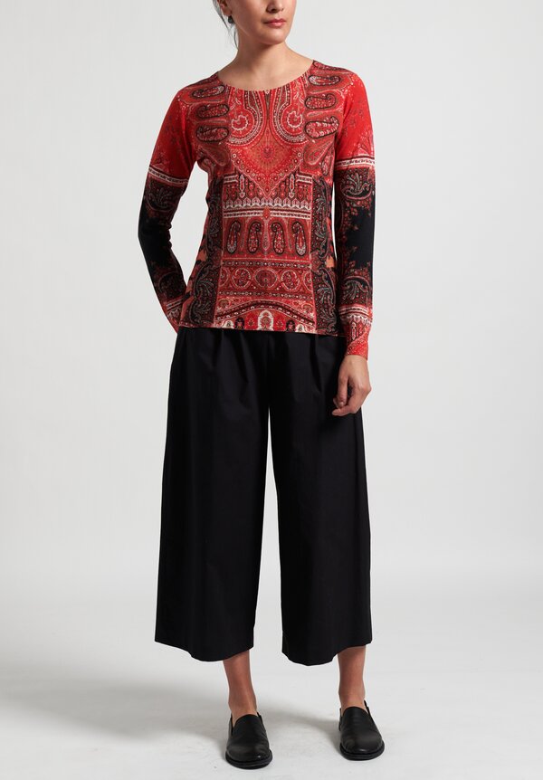 Etro Silk/ Cashmere Lightweight Fitted Milano Cardigan in Red