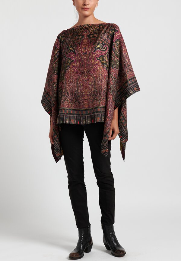 Etro Reversible Paisley/ Patchwork Print Poncho in Purple