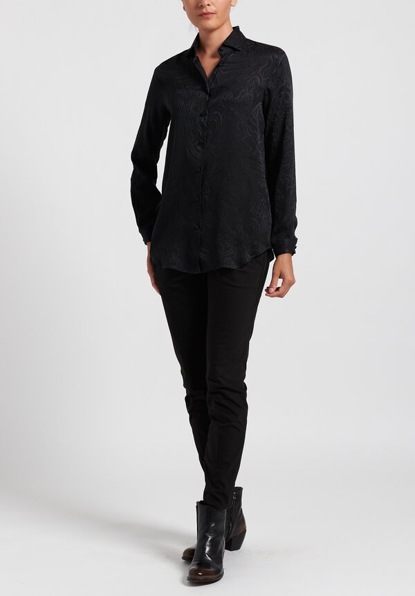 Etro Silk Jacquard Classic Button Up Shirt in Black	