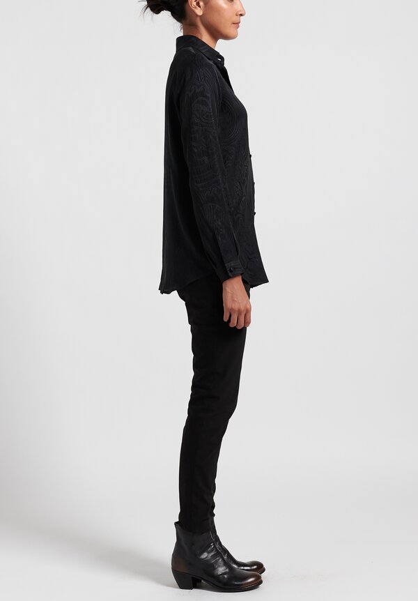 Etro Silk Jacquard Classic Button Up Shirt in Black	