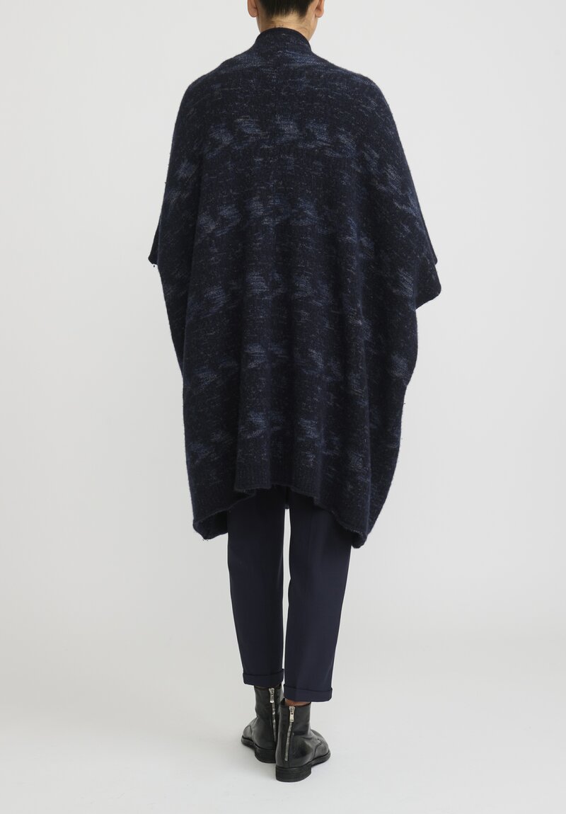 Lainey Cashmere Navajo Poncho in Navy/ Sand	