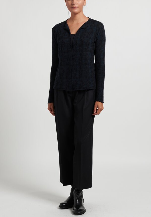 Lainey Cashmere Lightweight Semi-Fitted Cardigan in Ink/ Black	