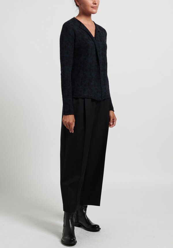 Lainey Cashmere Lightweight Semi-Fitted Cardigan in Ink/ Black	